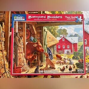 White Mountain Barnyard Buddies Steve Crisp Jigsaw Puzzle 500 pc Complete